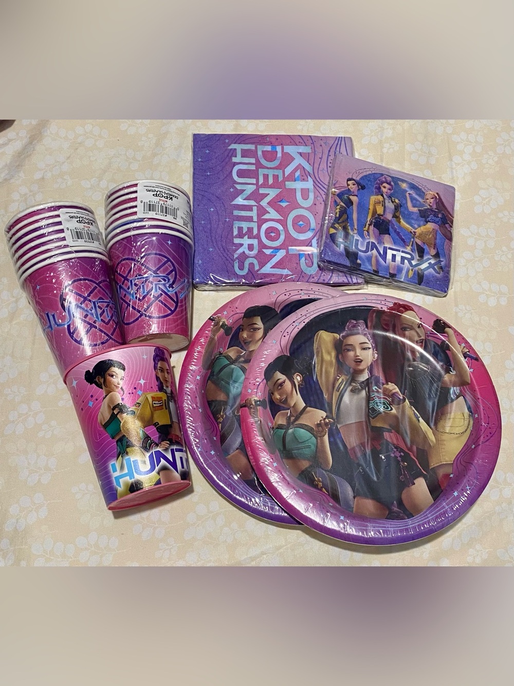K-pop Demon Hunter Party Supplies Kids Birthday Plates Cup Napkins